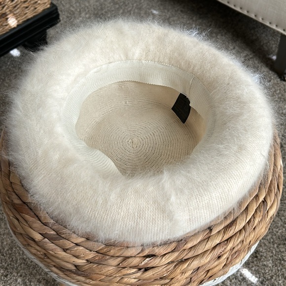 Something Special LA hat. Angora and nylon. Rolled brim. Cream color. Soft. - Picture 3 of 5